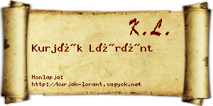 Kurják Lóránt névjegykártya